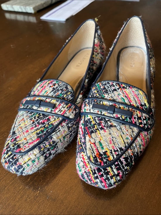 Talbots Shoes - Talbots Multicolor Tweed Loafers with Black Trim and Strap
